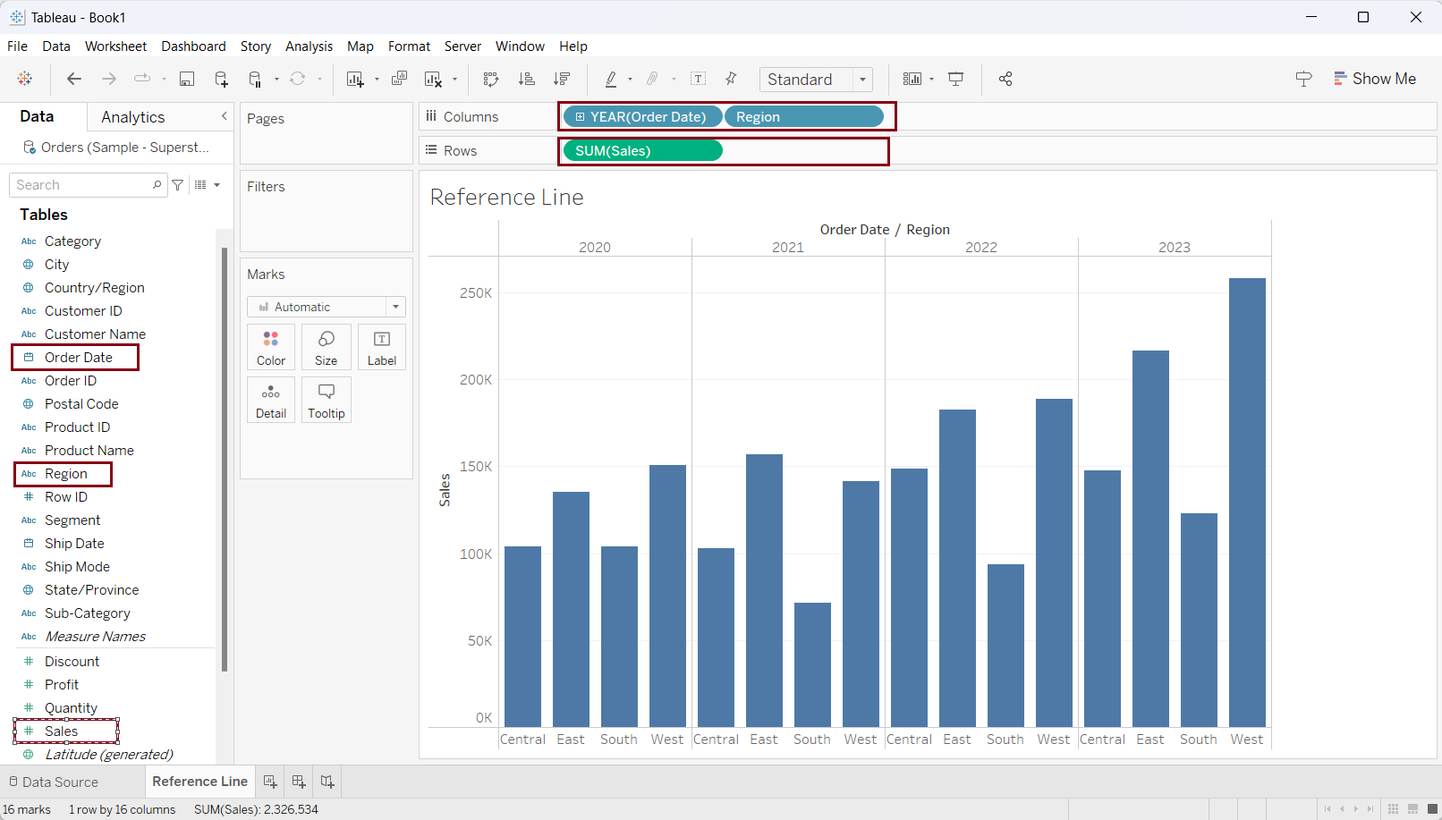 Tableau: Reference Line - The Data School