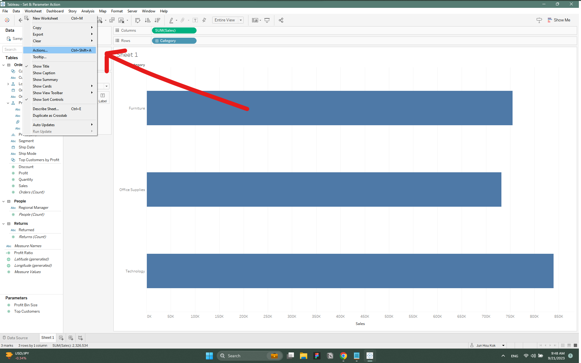 How To Drilldown Bar Charts In Tableau Using Parameter Actions - The ...