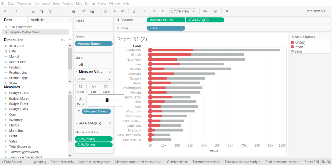 Creating a thermometer chart in Tableau - a nice way to visualise ...