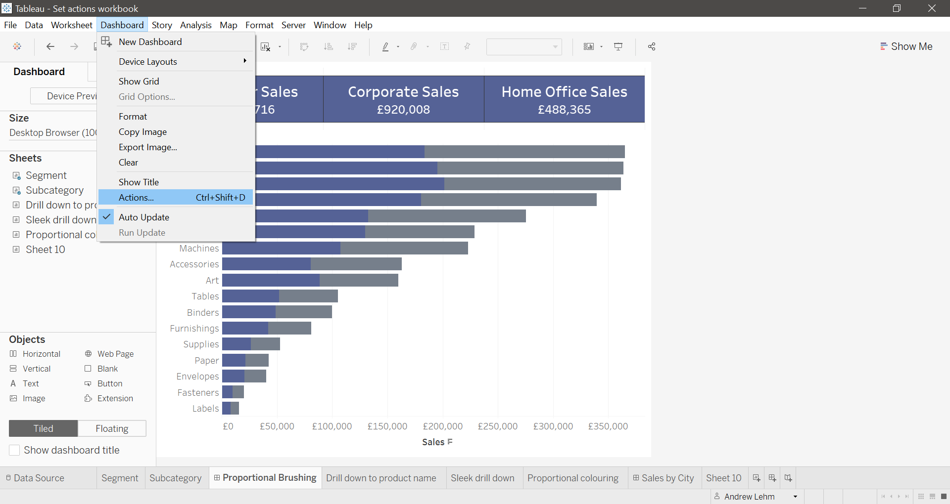 The Data School - Tableau: proportional brushing with set actions